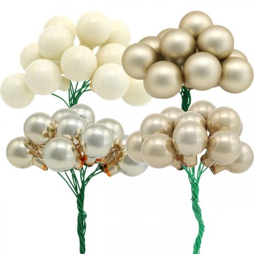 Floristik21 Mini Weihnachtskugel Creme, Beige Spiegelbeeren Ø20mm 140St