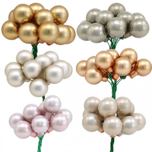 Floristik21 Mini Weihnachtskugel Metallic Glas Spiegelbeeren Ø20mm 140St