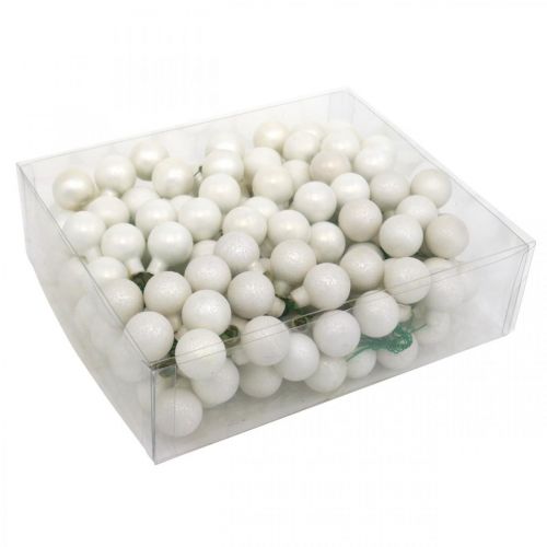 Artikel Mini Weihnachtskugel Weiß Marmoriert Spiegelbeeren Ø20mm 140St