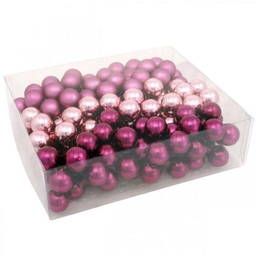 Floristik21 Mini Weihnachtskugel Rosa Berry Spiegelbeeren Glas Ø25mm 140St