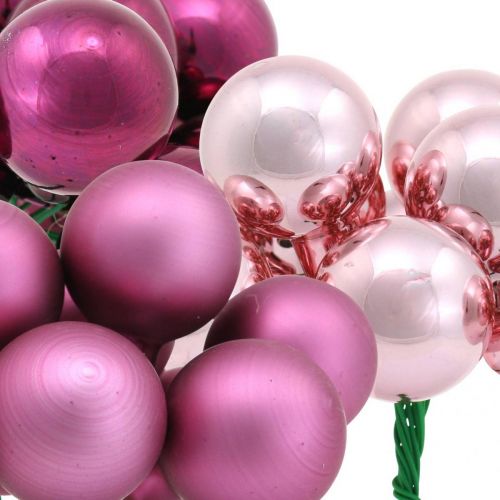 Floristik21 Mini Weihnachtskugel Rosa Berry Spiegelbeeren Glas Ø25mm 140St