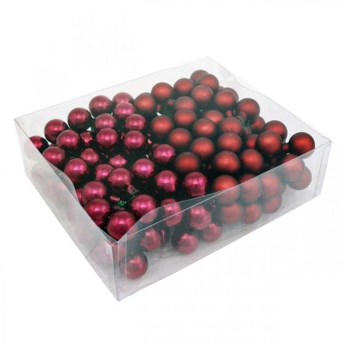 Mini Weihnachtskugel Rot, sortiert Spiegelbeeren Ø25mm 140St