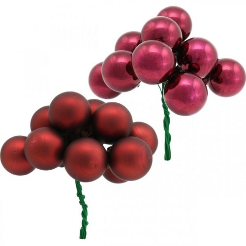 Floristik21 Mini Weihnachtskugel Rot, sortiert Spiegelbeeren Ø25mm 140St