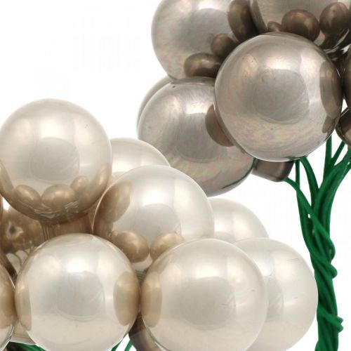 Mini Weihnachtskugel Creme, Grau Spiegelbeeren Glas Ø20mm 140St