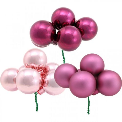Mini Weihnachtskugel Rosa Spiegelbeeren Glas Ø40mm Mix 32St Mini Weihnachtskugel Rosa Spiegelbeeren Glas Ø40mm Mix 32St