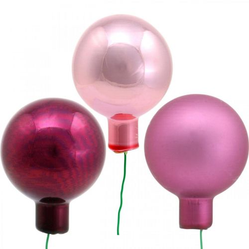 Mini Weihnachtskugel Rosa Spiegelbeeren Glas Ø40mm Mix 32St