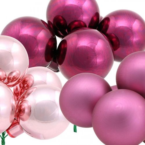 Mini Weihnachtskugel Rosa Spiegelbeeren Glas Ø40mm Mix 32St