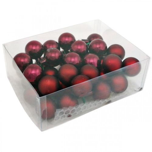 Mini Weihnachtskugel Rot, Pink Glas Spiegelbeeren Ø40mm 32St