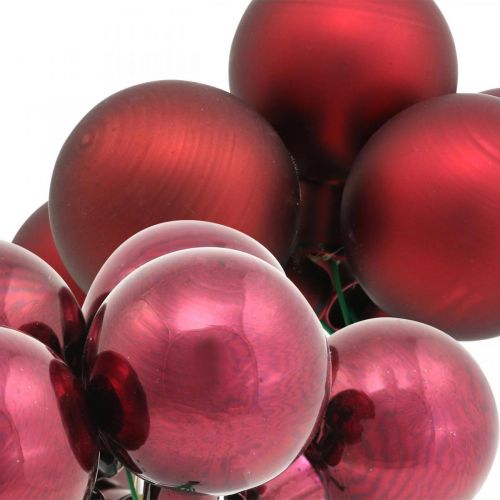 Floristik21 Mini Weihnachtskugel Rot, Pink Glas Spiegelbeeren Ø40mm 32St