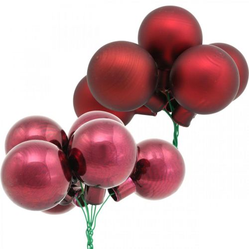 Floristik21 Mini Weihnachtskugel Rot, Pink Glas Spiegelbeeren Ø40mm 32St