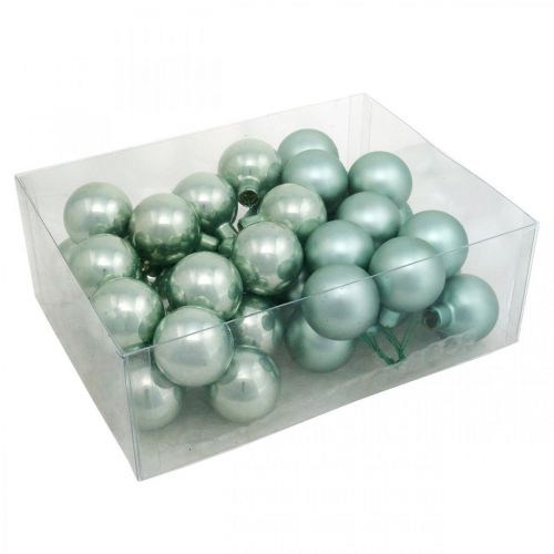 Mini Weihnachtskugel Mint Glas Spiegelbeeren Ø40mm 32St