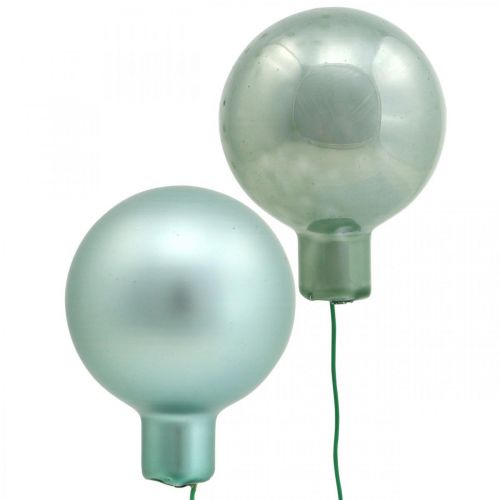 Mini Weihnachtskugel Mint Glas Spiegelbeeren Ø40mm 32St