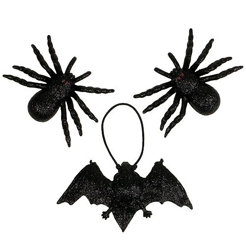 Floristik21 Spinne, Fledermaus Figuren Schwarz 10cm, 14cm 3St