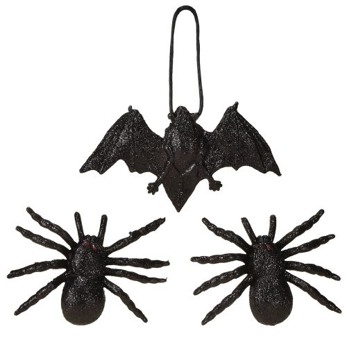 Artikel Spinne, Fledermaus Figuren Schwarz 10cm, 14cm 3 St