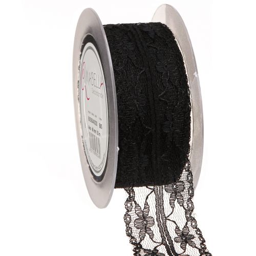 Floristik21 Spitzenband Schwarz Vintage Eleganz 40mm x 20m für Floristen