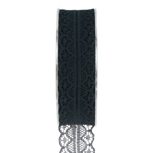 Floristik21 Spitzenband Geschenkband Schwarz Band Spitze 28mm 20m