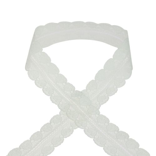 Spitzenband Herzen Dekoband Band Spitze Creme 25mm 15m