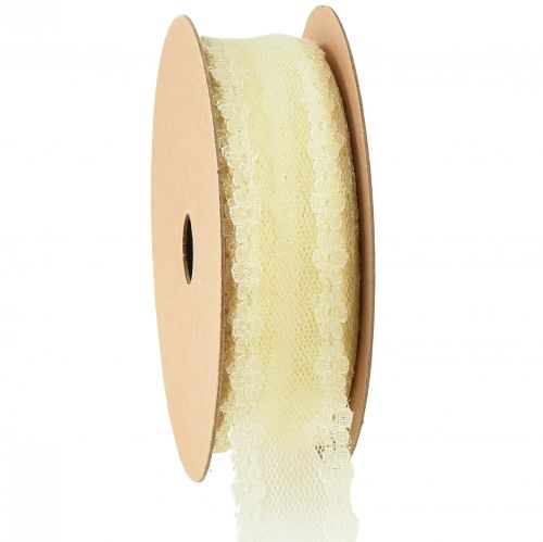Floristik21 Spitzenband Hochzeitsband Deko Band Spitze Gelb 20mm 20m