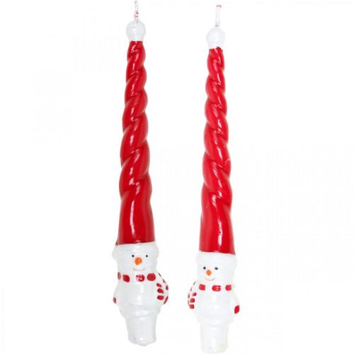 Spitzkerzen Schneemann Kerze Weihnachten Rot 26cm 2St