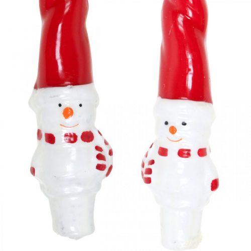 Artikel Spitzkerzen Schneemann Kerze Weihnachten Rot 26cm 2St