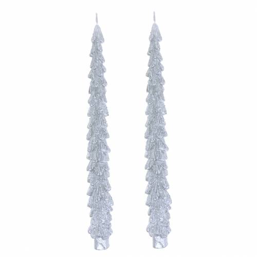 Spitzkerzen Tanne Silber 30mm×260mm 2St Spitzkerzen Tanne Silber 30mm×260mm 2St
