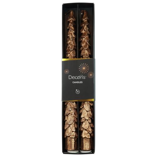 Floristik21 Spitzkerzen Braun Metallic Kerzen Weihnachtskerzen 25cm 2St