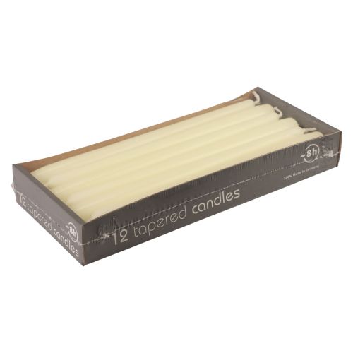 Floristik21 Spitzkerzen Stabkerzen Kerzen Weiß Elfenbein 250/23mm 12 St