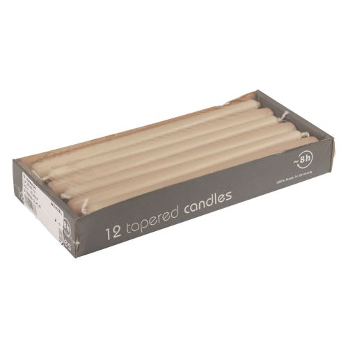 Floristik21 Spitzkerzen Stabkerzen Wenzel Kerzen Beige 250/23mm 12 St