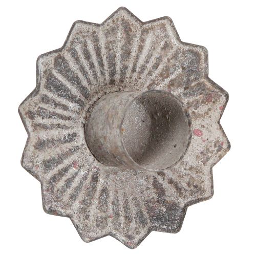 Floristik21 Antiker Grauer Spitzkerzenhalter zum Stecken 7×8,5cm, Kerzendeko für Events und Home