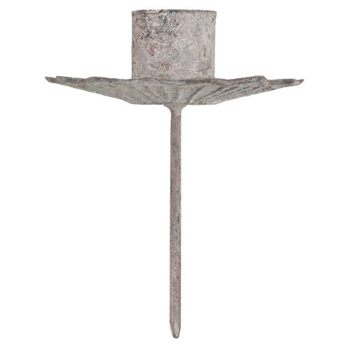Floristik21 Antiker Grauer Spitzkerzenhalter zum Stecken 7×8,5cm, Kerzendeko für Events und Home