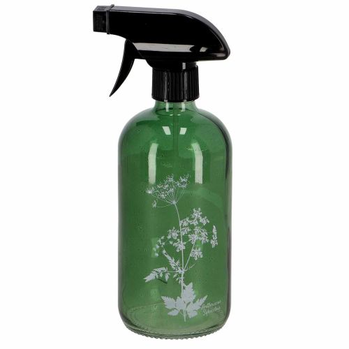 Glassprühflasche 21 cm mit weißem Wildblumen-Pflanzendruck für Pflanzenpflege und Floristik