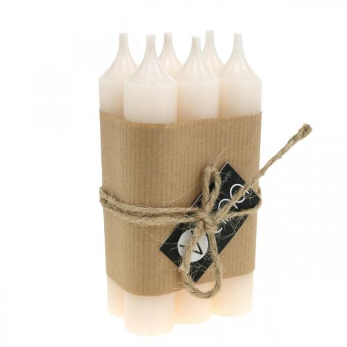 Stabkerze Weiß Creme Kerzendeko 120mm/Ø21mm 6St
