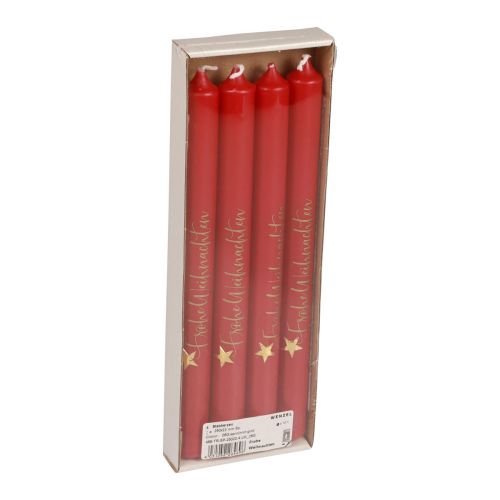 Artikel Weihnachtskerzen Stabkerzen Weihnachten Rot 25cm 4St