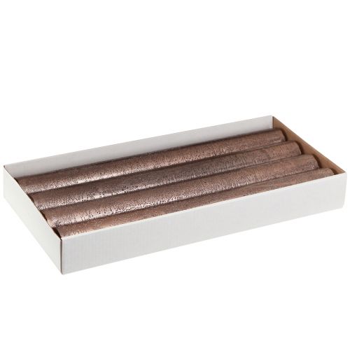 Floristik21 Stabkerzen Kupfer Marmoroptik 34x300mm für festliche Dekoration, 4er Set