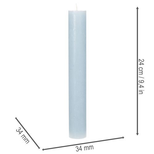 Stabkerzen Hellblau Wachs 34x240mm 4er-Set für Kerzenständer und Tischdekoration | Floristik21.de