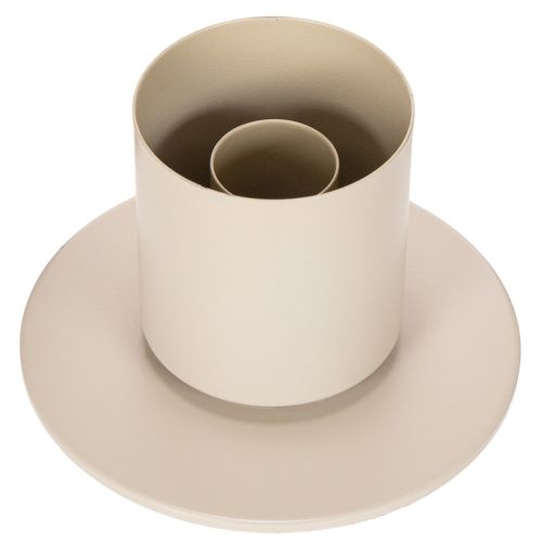 Stabkerzenhalter Metall mit Glaszylinder und Sockel 31cm Taupe | Floristik21.de