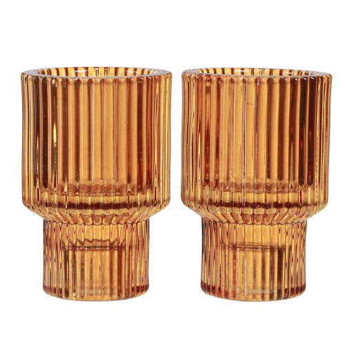 Artikel Stabkerzenhalter Glas Orange für Teelichter und Kerzen, 8cm, 4er-Set
