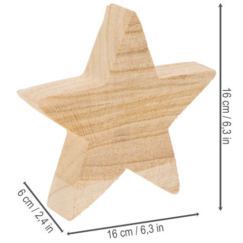 Holzstern Kerzenhalter 16 cm Natur mit Metallhalterung für Stabkerzen | Floristik21.de