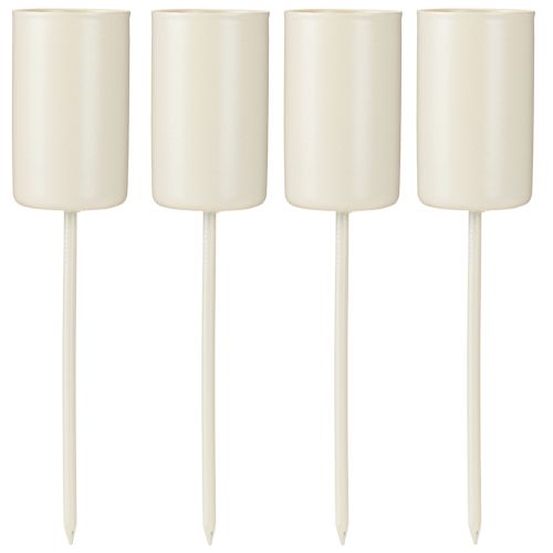 Stabkerzenhalter Cremebeige Metall mit Stab 11 cm Ø22mm – Set aus 4 | Floristik21.de