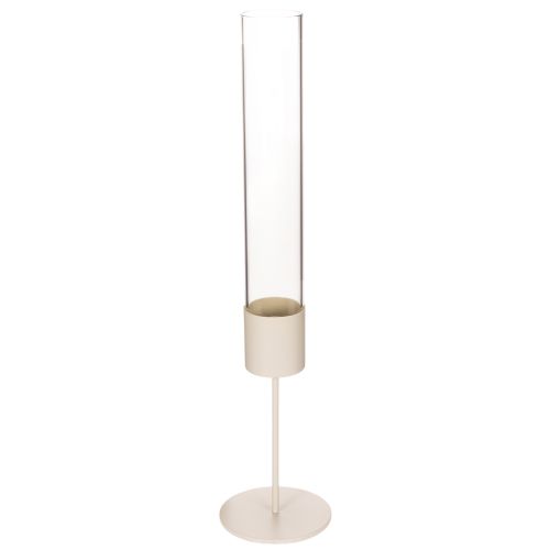 Stabkerzenhalter mit Glaszylinder 45 cm Innenbereich Metall Taupe einkaufen | Floristik21.de