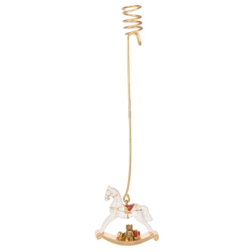 Weihnachtsbaumkerzenhalter Schaukelpferd 20 cm Gold Transparent 3 Stück