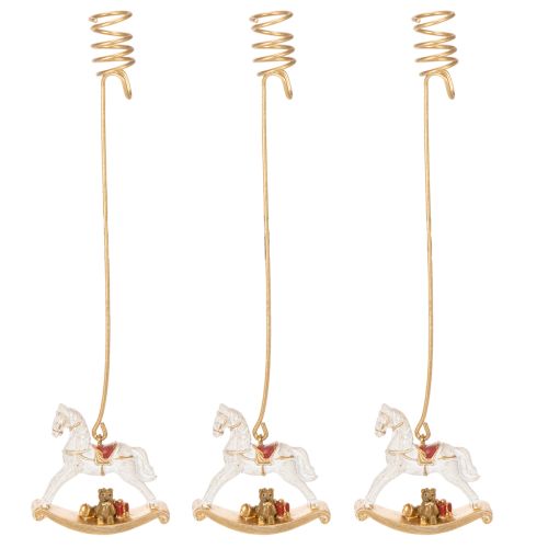 Weihnachtsbaumkerzenhalter Schaukelpferd 20 cm Gold Transparent 3 Stück | Floristik21.de