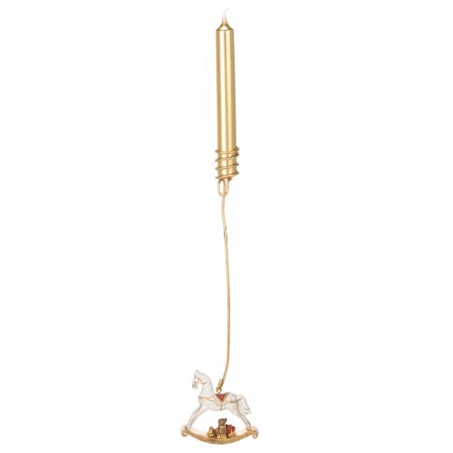 Weihnachtsbaumkerzenhalter Schaukelpferd 20 cm Gold Transparent 3 Stück | Floristik21.de