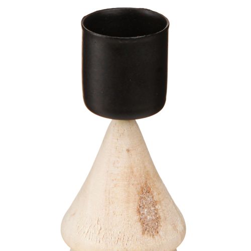 Artikel Stabkerzenhalter Tannenbaum Holz Natur H13cm 4er Set als Weihnachtsdeko