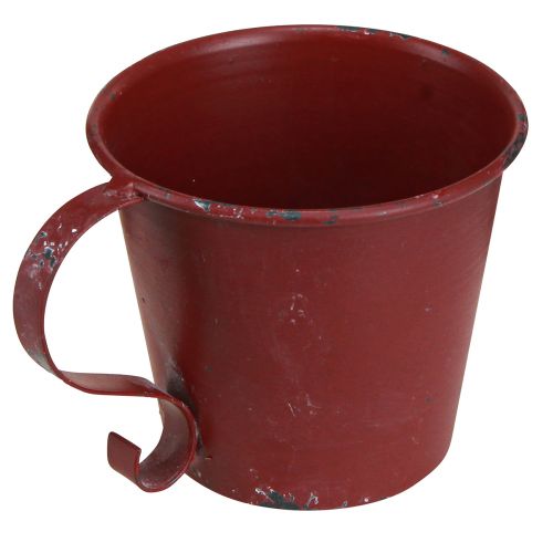 Floristik21 Stabkerzenhalter Vintage Tasse Weinrot Metall 3er-Set für Tischdeko
