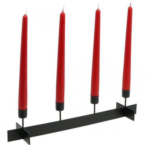 Artikel Kerzenständer Schwarz, Kerzenhalter Adventskranz 40cm H8cm