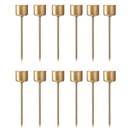 Artikel 12er Set Stabkerzenhalter Mattgold, 22mm Ø, H10,5cm, perfekt für Dekoration & Events