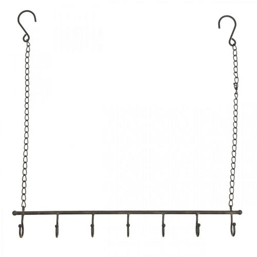 Floristik21 Stange mit 7 Haken Metall Antik Look Hakenleiste 50×H55cm