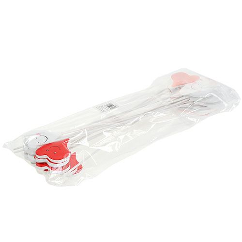 Artikel Stecker Doppelherz Rot, Weiß 8cm x 5cm 12St