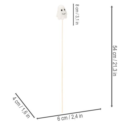 Artikel Geisterfiguren auf Holzstab 54cm Weiß Orange Halloween 8 Stück